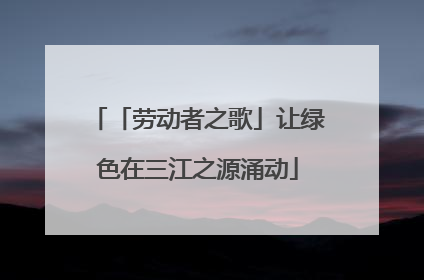 「劳动者之歌」让绿色在三江之源涌动