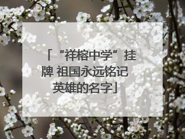 “祥榕中学”挂牌 祖国永远铭记英雄的名字