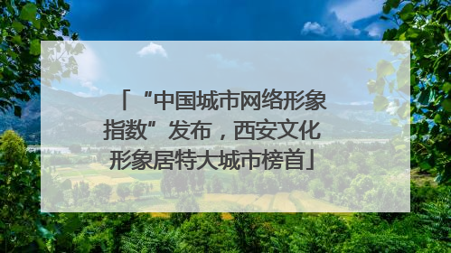 “中国城市网络形象指数”发布，西安文化形象居特大城市榜首