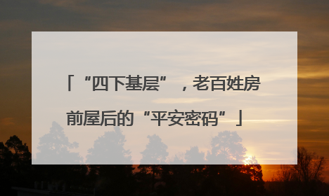 “四下基层”，老百姓房前屋后的“平安密码”