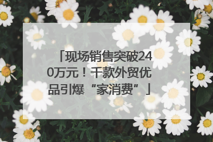 现场销售突破240万元！千款外贸优品引爆“家消费”