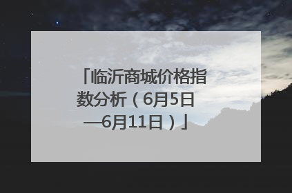 临沂商城价格指数分析（6月5日—6月11日）