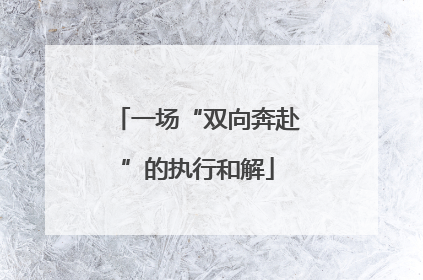 一场“双向奔赴”的执行和解