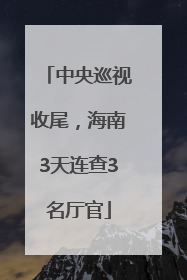 中央巡视收尾，海南3天连查3名厅官