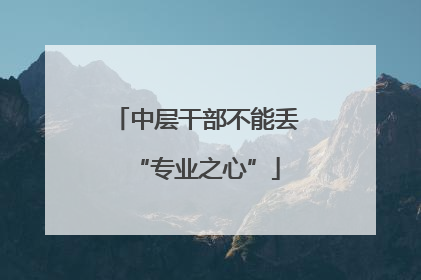 中层干部不能丢“专业之心”