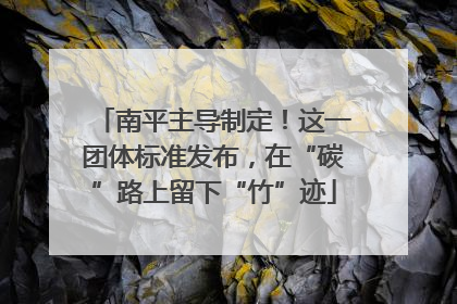 南平主导制定！这一团体标准发布，在“碳”路上留下“竹”迹