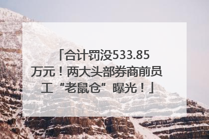 合计罚没533.85万元！两大头部券商前员工“老鼠仓”曝光！