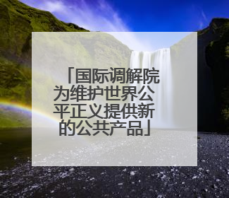 国际调解院为维护世界公平正义提供新的公共产品