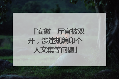 安徽一厅官被双开，涉违规编印个人文集等问题