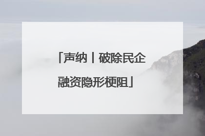 声纳丨破除民企融资隐形梗阻