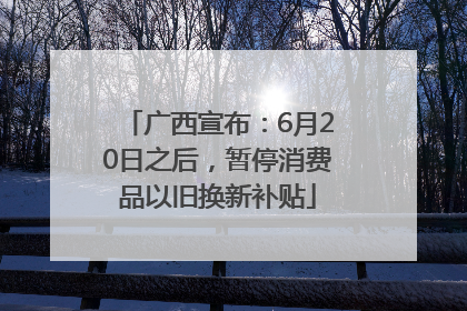 广西宣布：6月20日之后，暂停消费品以旧换新补贴
