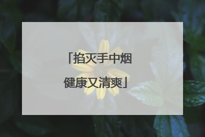 掐灭手中烟 健康又清爽
