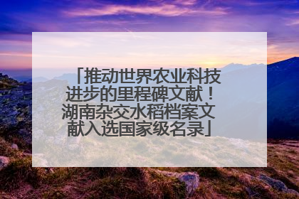 推动世界农业科技进步的里程碑文献！湖南杂交水稻档案文献入选国家级名录