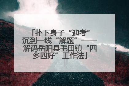 扑下身子“迎考” 沉到一线“解题”——解码岳阳县毛田镇“四多四好”工作法