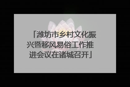 潍坊市乡村文化振兴暨移风易俗工作推进会议在诸城召开