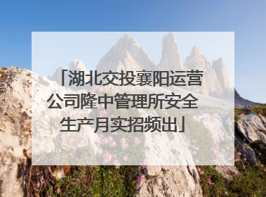 湖北交投襄阳运营公司隆中管理所安全生产月实招频出