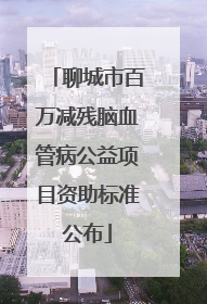 聊城市百万减残脑血管病公益项目资助标准公布