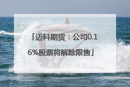 迈科期货：公司0.16%股票将解除限售