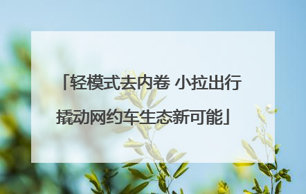 轻模式去内卷 小拉出行撬动网约车生态新可能