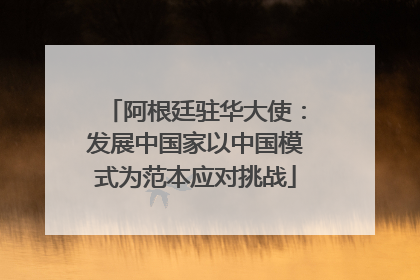 阿根廷驻华大使：发展中国家以中国模式为范本应对挑战