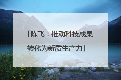 陈飞：推动科技成果转化为新质生产力