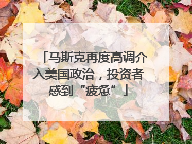 马斯克再度高调介入美国政治，投资者感到“疲惫”