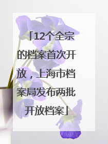 12个全宗的档案首次开放，上海市档案局发布两批开放档案