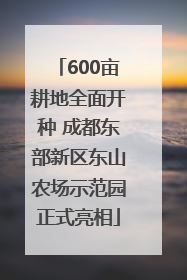 600亩耕地全面开种 成都东部新区东山农场示范园正式亮相
