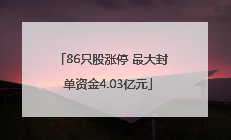 86只股涨停 最大封单资金4.03亿元